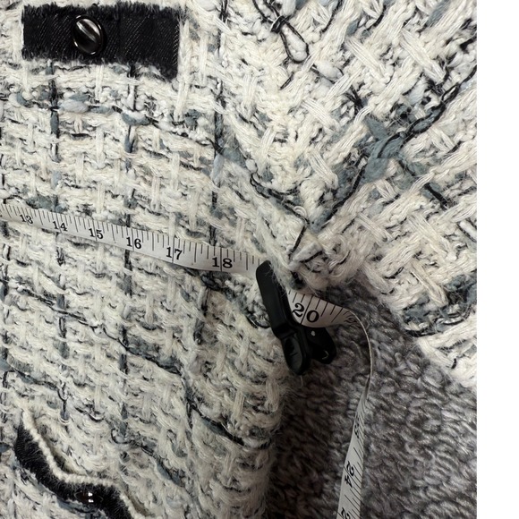 SIONI - Tweed Cardigan Sweater Black White Knit Button Up Jacket - Womens Large - Picture 6 of 7